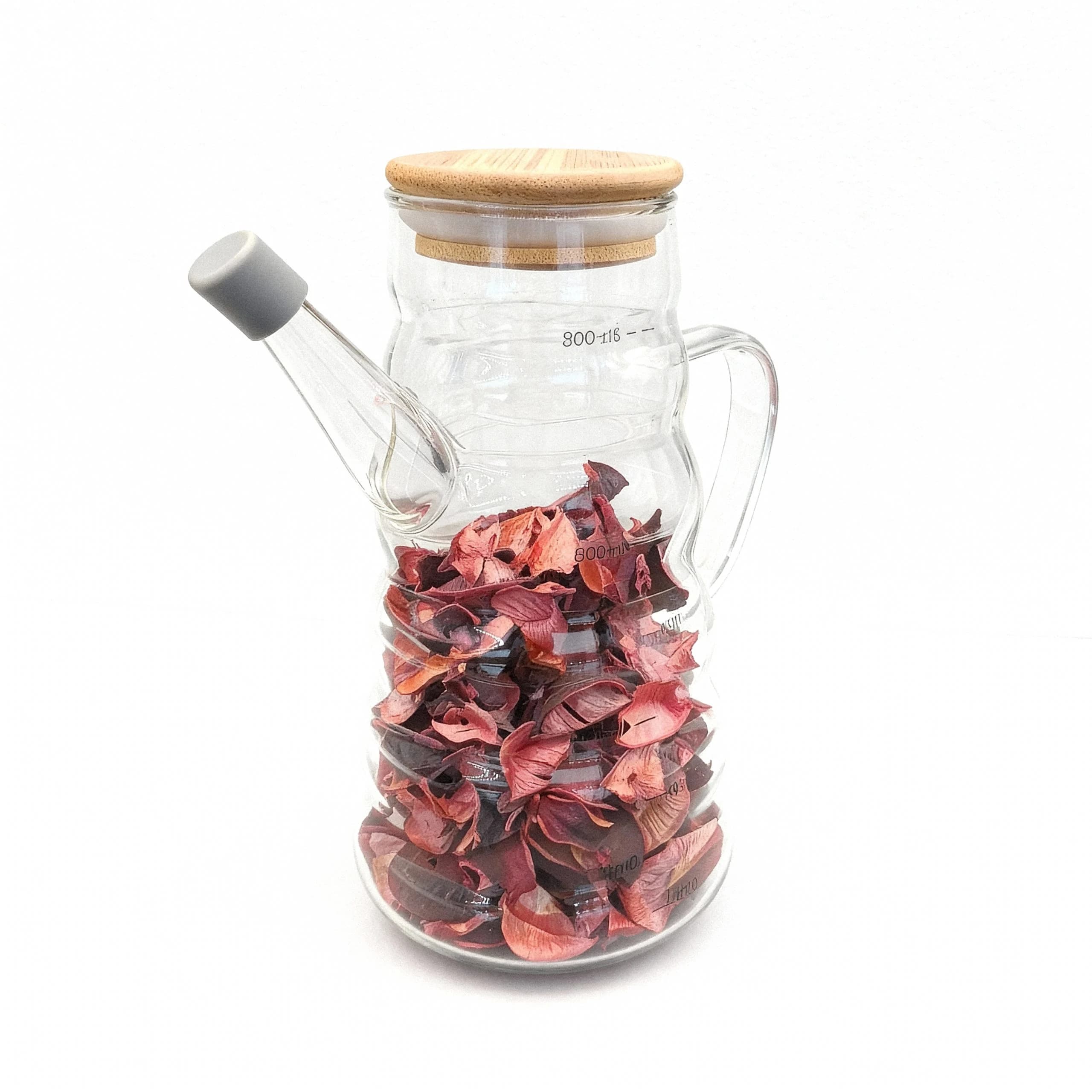 روغن ریز 800 ml پیرکس شیار دار درب بامبو — تصویر ۲