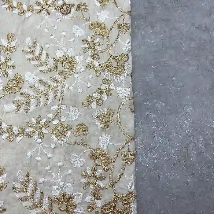لینن سوزندوزی هندی رنگ شیری