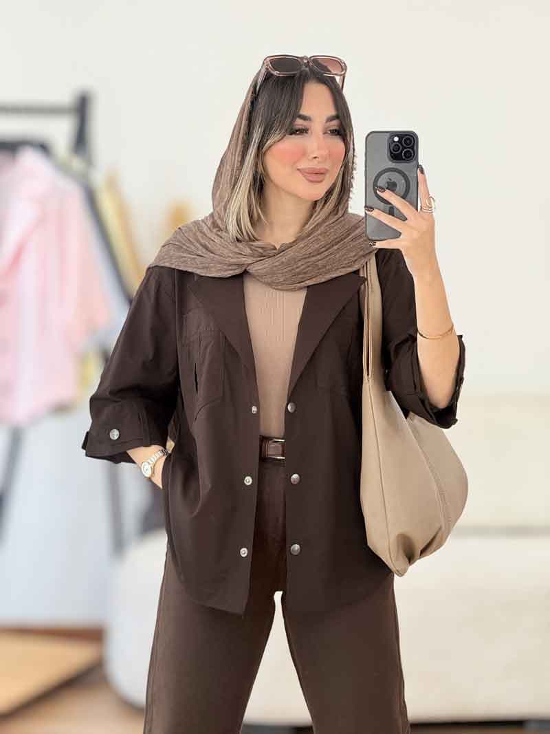 مانتو سر آستین پاگن دو جیب کد 8046 — تصویر ۶