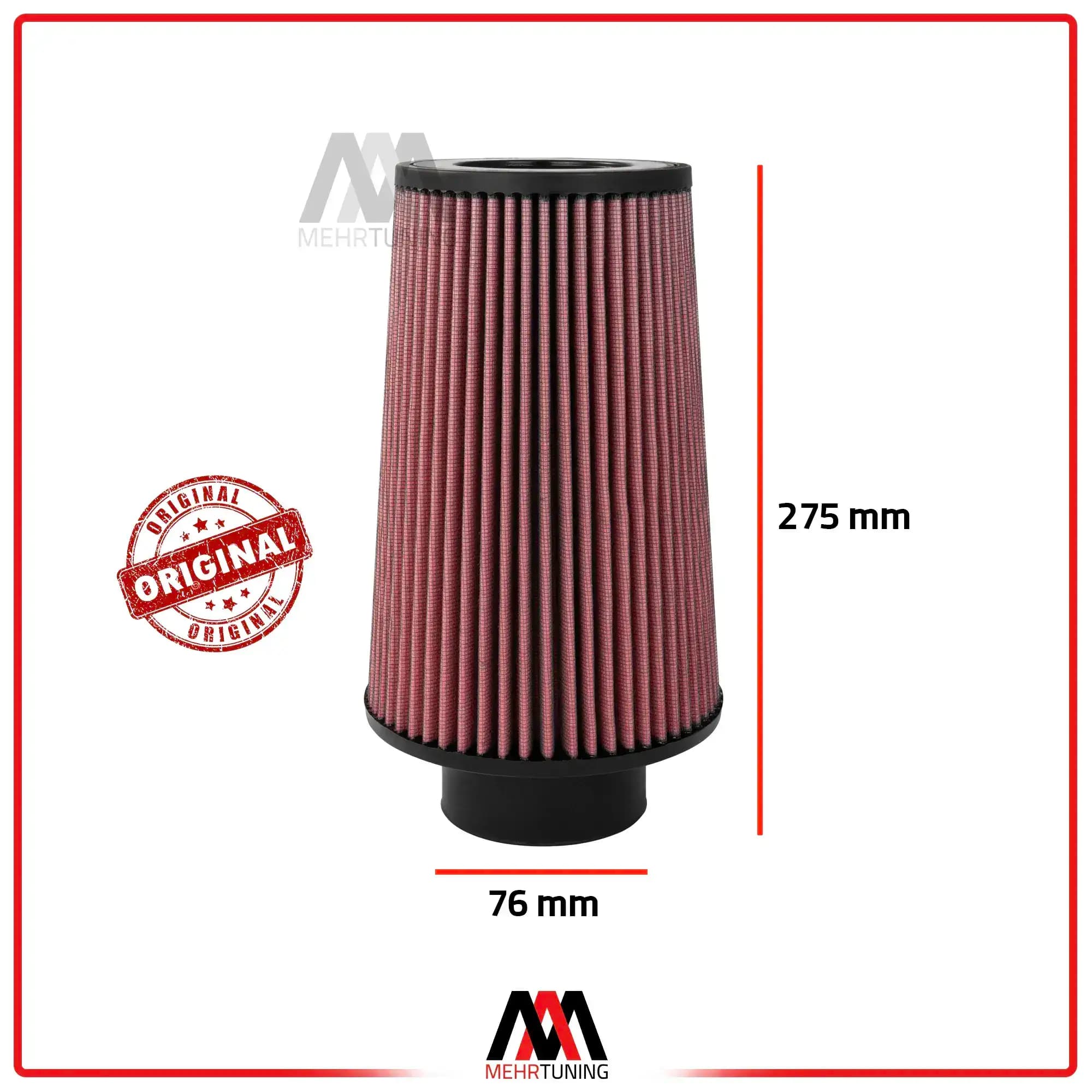 فیلتر هوا K&N اورجینال بلند کد 0810 ورودی 76mm