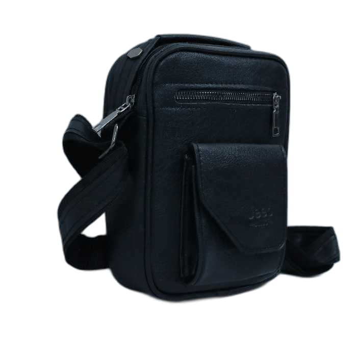 کیف دوشی مردانه چرم مشکی JEEP کد 15 — تصویر ۲