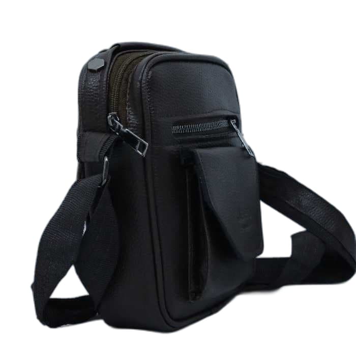 کیف دوشی مردانه چرم قهوه ای سوخته JEEP کد 13 — تصویر ۲