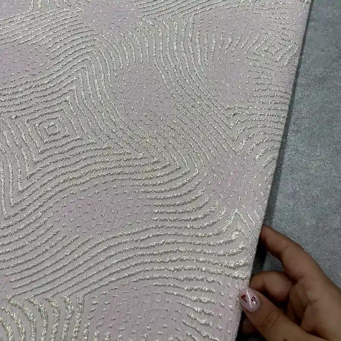 پارچه ژاکارد وارداتی رنگ صورتی روشن — تصویر ۲