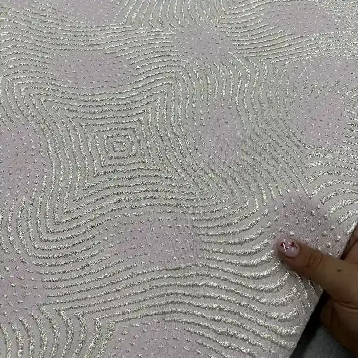 پارچه ژاکارد وارداتی رنگ صورتی روشن — تصویر ۳