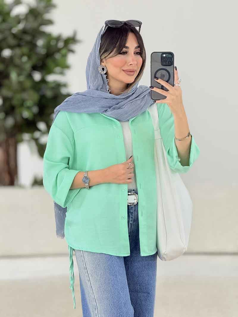 مانتو بغل بند دار آستین پاکتی کد 7996 — تصویر ۶