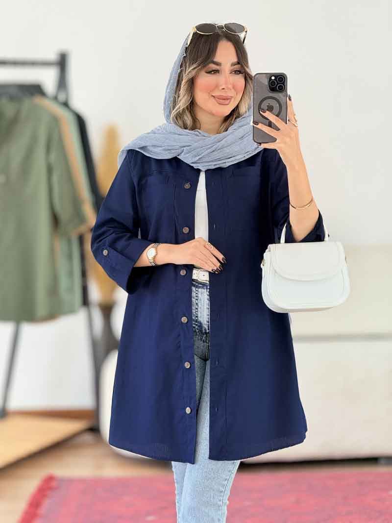 مانتو آستین پاگن جیب دوبل کد 7958 — تصویر ۲