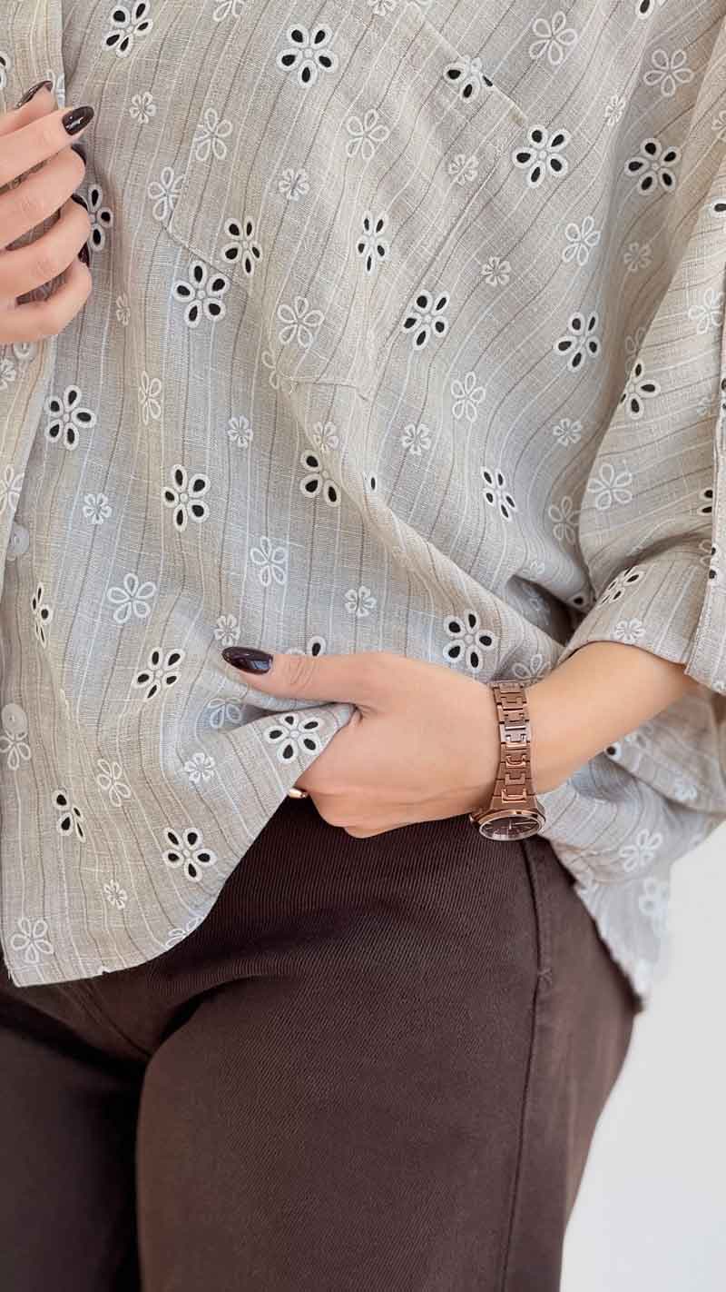 مانتو طرح گل طناز کد 8013 — تصویر ۷