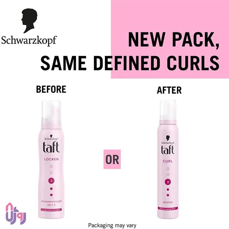 اسپری حالت‌دهنده مو شوارتسکف تافت Schwarzkopf Taft مدل موس مو کرل Curl Mousse با قدرت نگهدارندگی Hold 3 و ماندگاری طولانی مدت حجم 200 میل — تصویر ۶