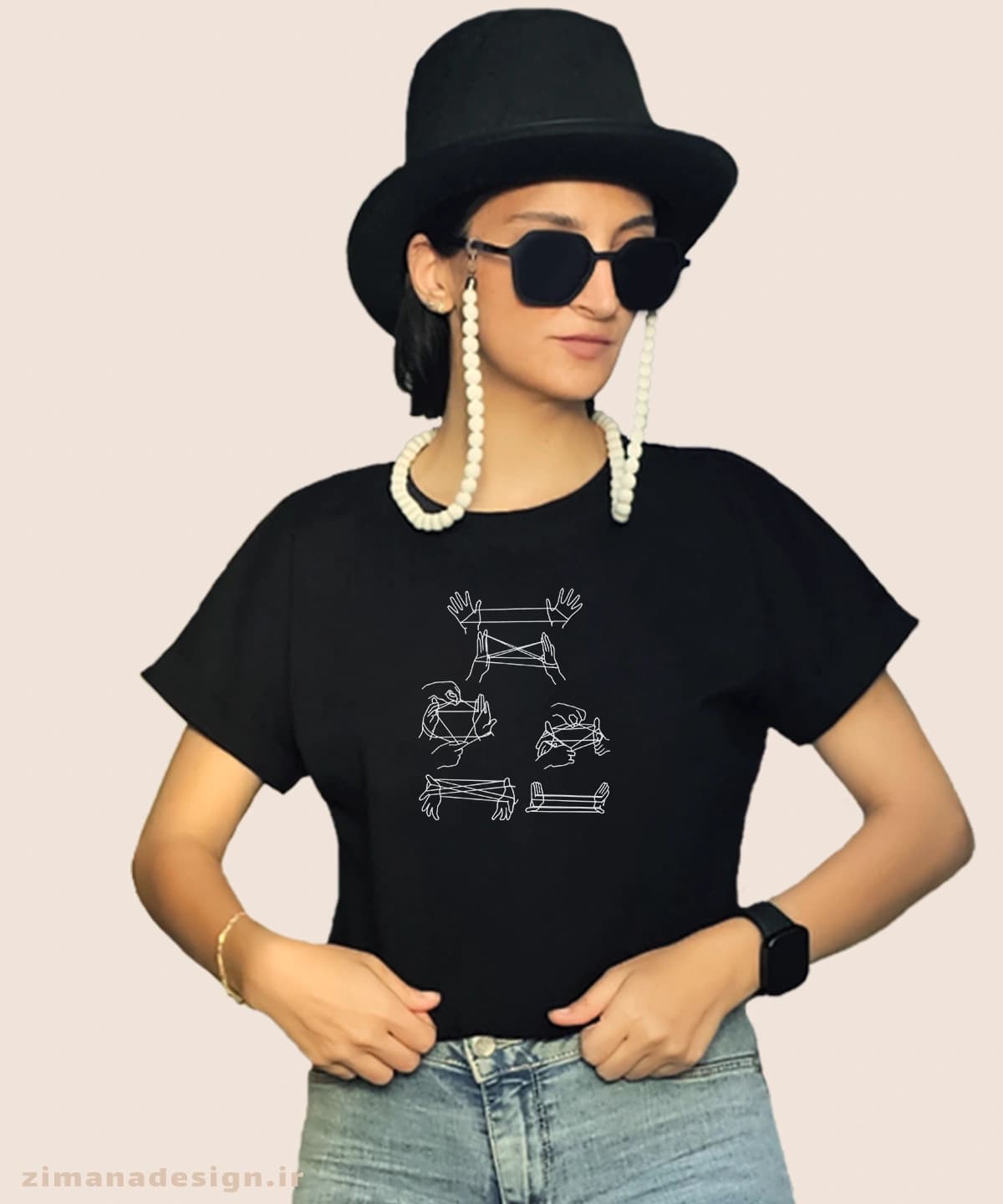 کراپ زنانه نوستالژی طرح بازی با نخ — تصویر ۳