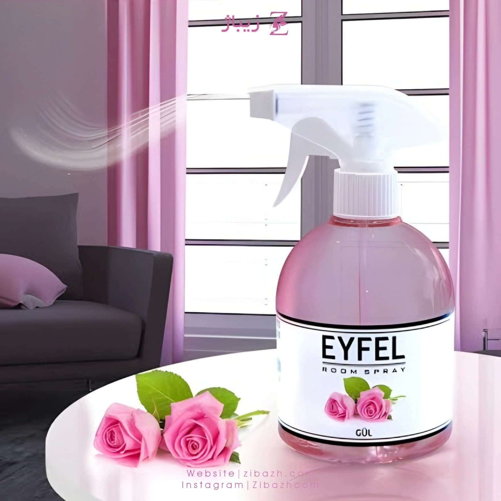 اسپری خوشبو کننده ایفل گل رز 500 میل اصلی ترکیه ای Eyfel 500ml Original Turkey Rose — تصویر ۲