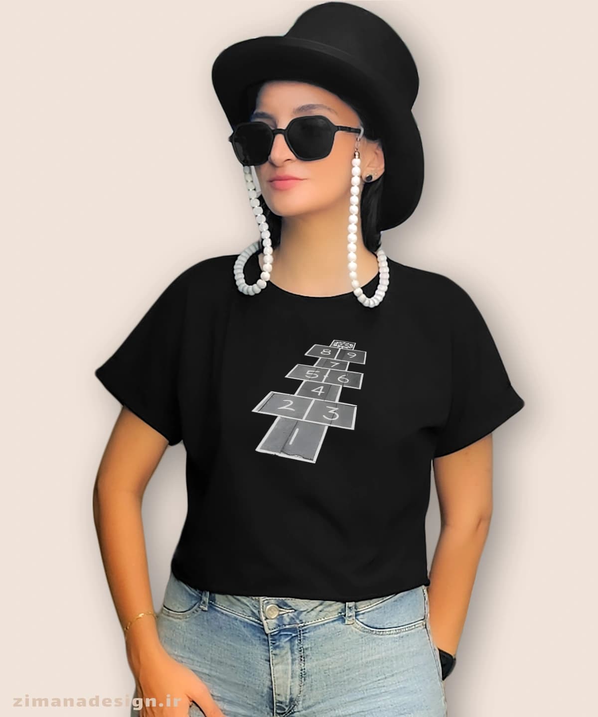 کراپ زنانه نوستالژی طرح بازی لی لی — تصویر ۵