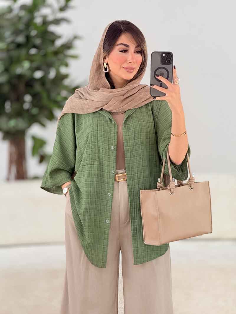 مانتو تک جیب گندم کد 7981 — تصویر ۴