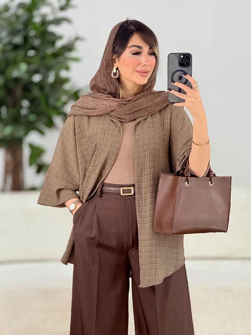 مانتو تک جیب گندم کد 7981 — تصویر ۵