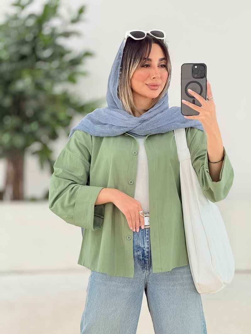 شومیز لینن پشت پیله هیوا کد 7973 — تصویر ۷