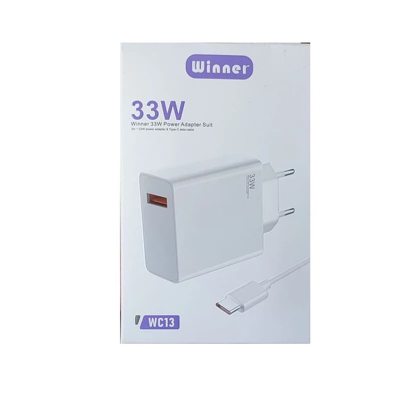 شارژر دیواری 33 وات Winner مدل WC13 +کابل — تصویر ۳