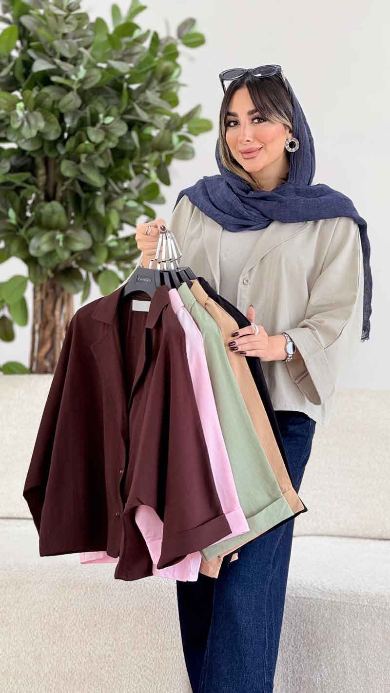 شومیز لینن پانچ آستین پاکتی کد 7974 — تصویر ۲