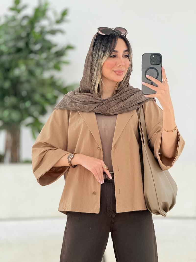 شومیز لینن پانچ آستین پاکتی کد 7974 — تصویر ۶