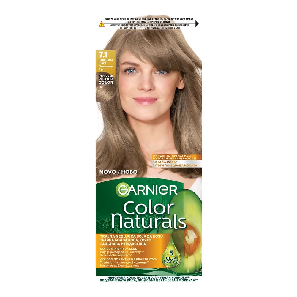 کیت رنگ مو شماره 7.1 گارنیر مدل Ash Blonde (بلوند خاکستری) — تصویر ۳