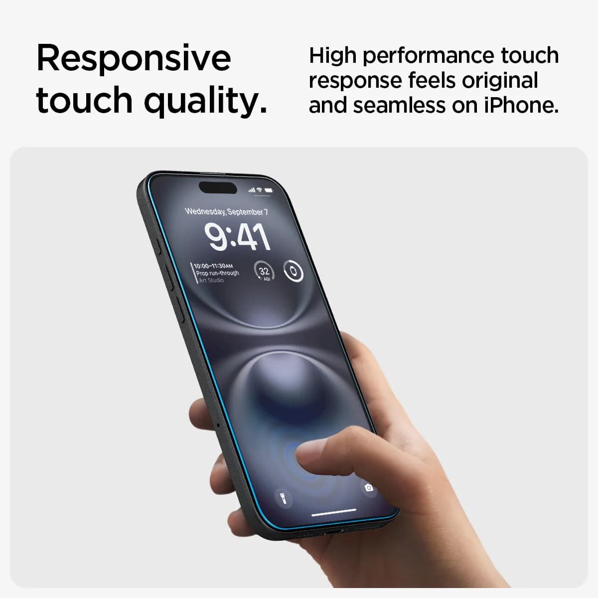 گلس 16نرمال از برند SPIGEN مدل TR EZFIT شفاف — تصویر ۴