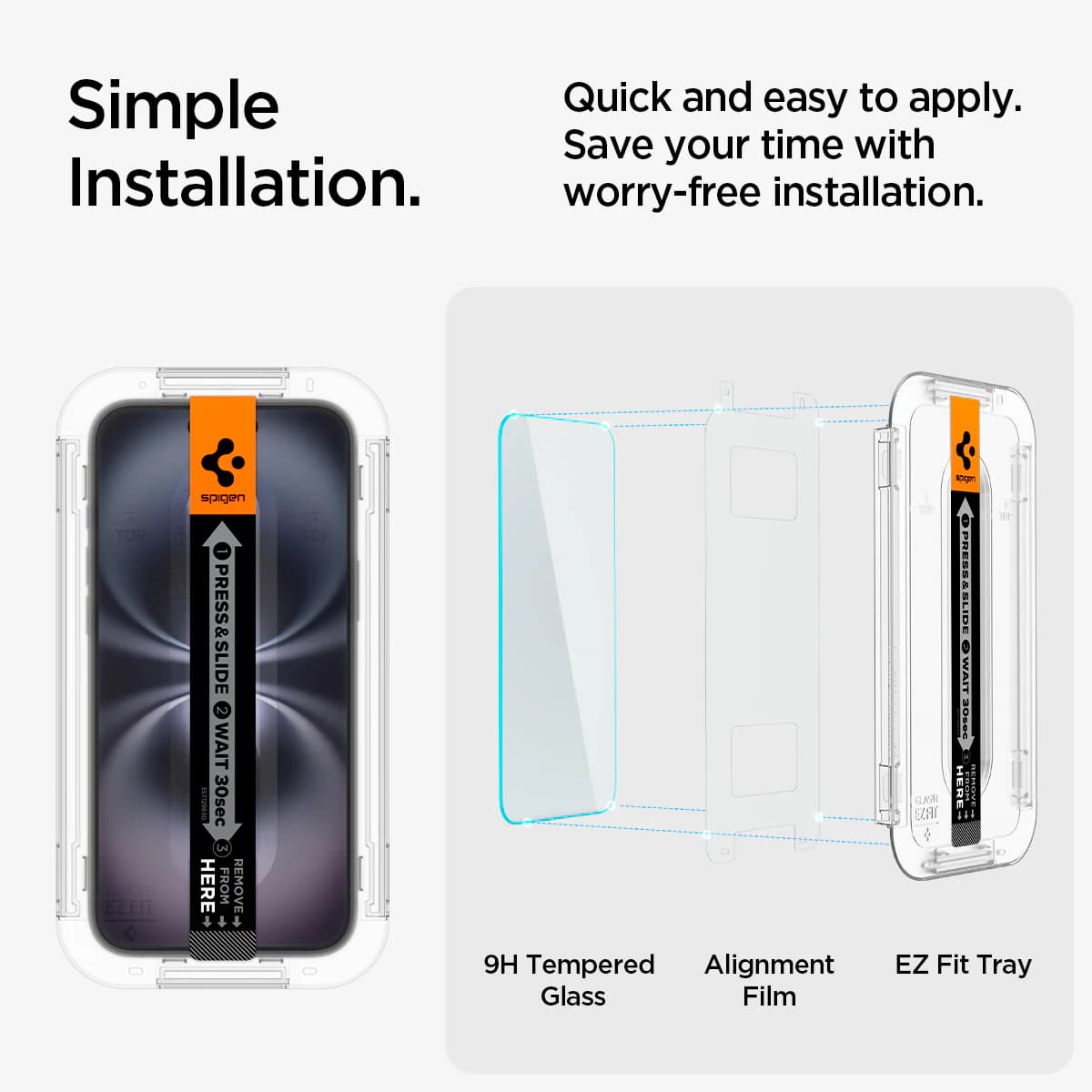 گلس 16نرمال از برند SPIGEN مدل TR EZFIT شفاف — تصویر ۳