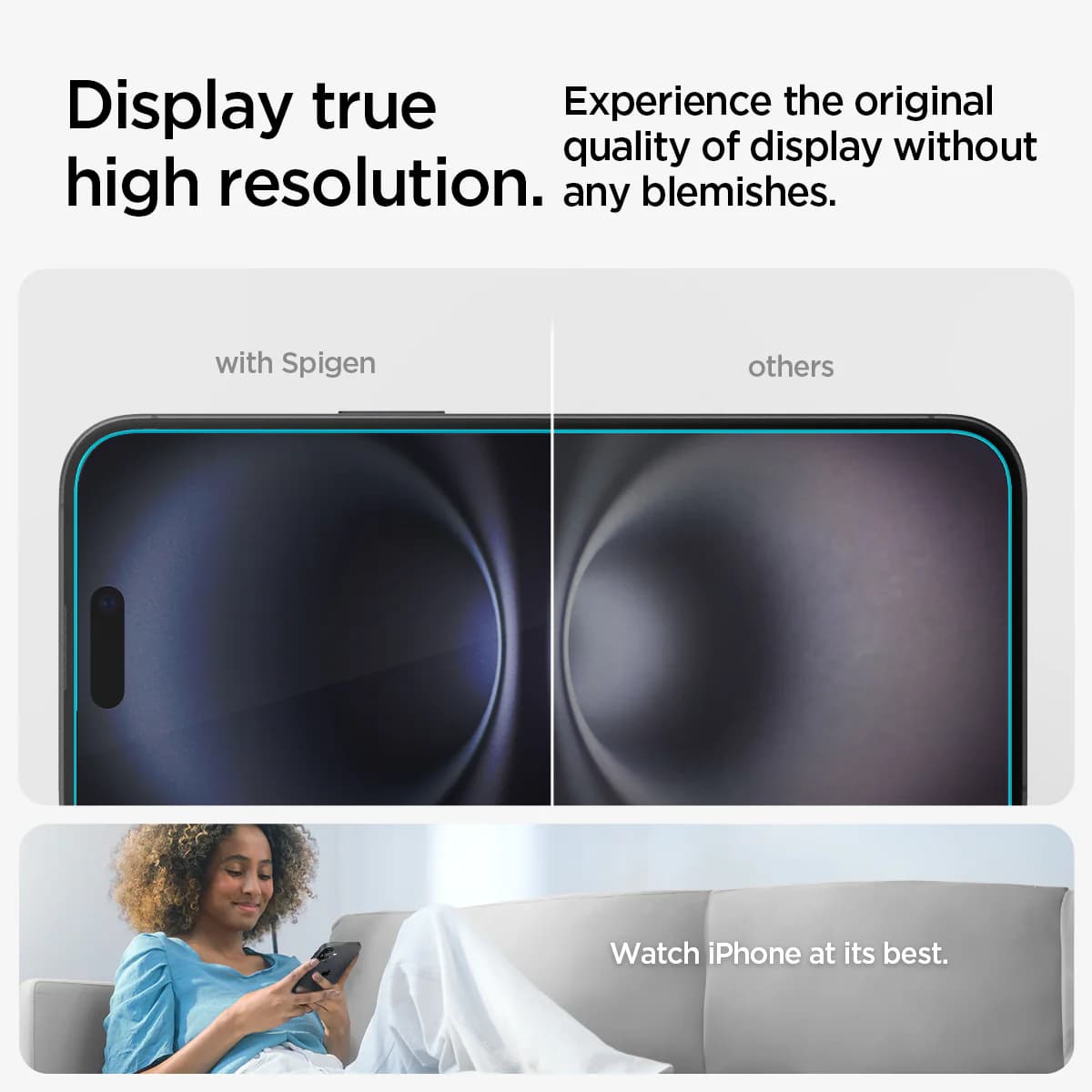 گلس 16نرمال از برند SPIGEN مدل TR EZFIT شفاف — تصویر ۵