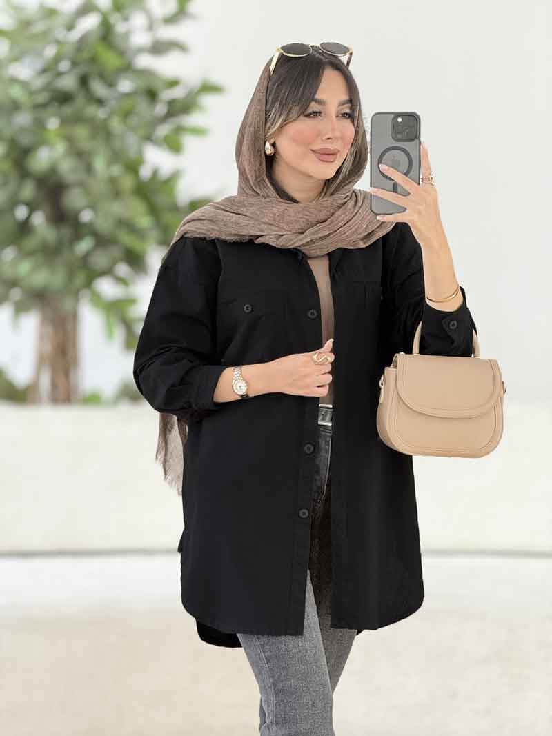 مانتو سر جیب دکمه پادینا کد 7934 — تصویر ۵