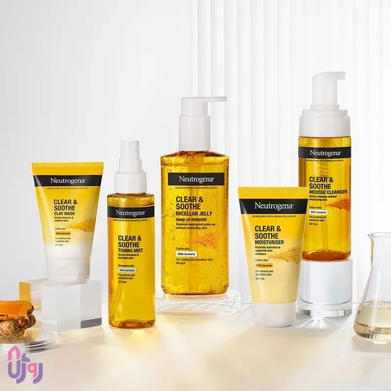 ژل میسلار پاک‌کننده آرایش نوتروژینا Neutrogena مدل Soothing Clear با عصاره زردچوبه (200 میل) — تصویر ۴