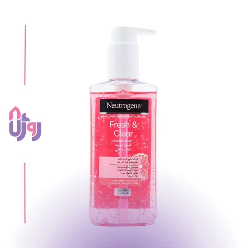 ژل شستشوی صورت نوتروژینا Neutrogena مدل Fresh & Clear حاوی ویتامین C و عصاره گریپ‌فروت حجم 200 میل