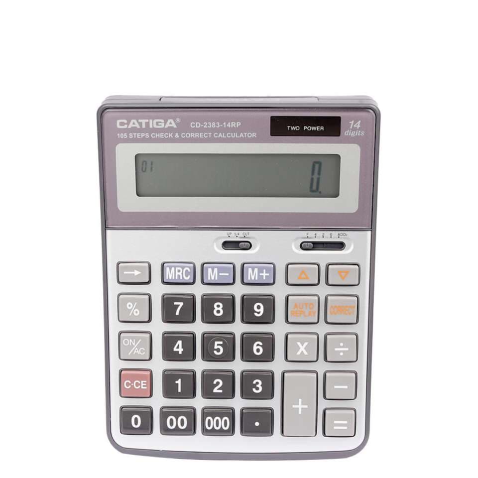 ماشین حساب کاتیگا CATIGA CD-2383-14RP، چک دار، 14 رقم، کارکرده، کد 2