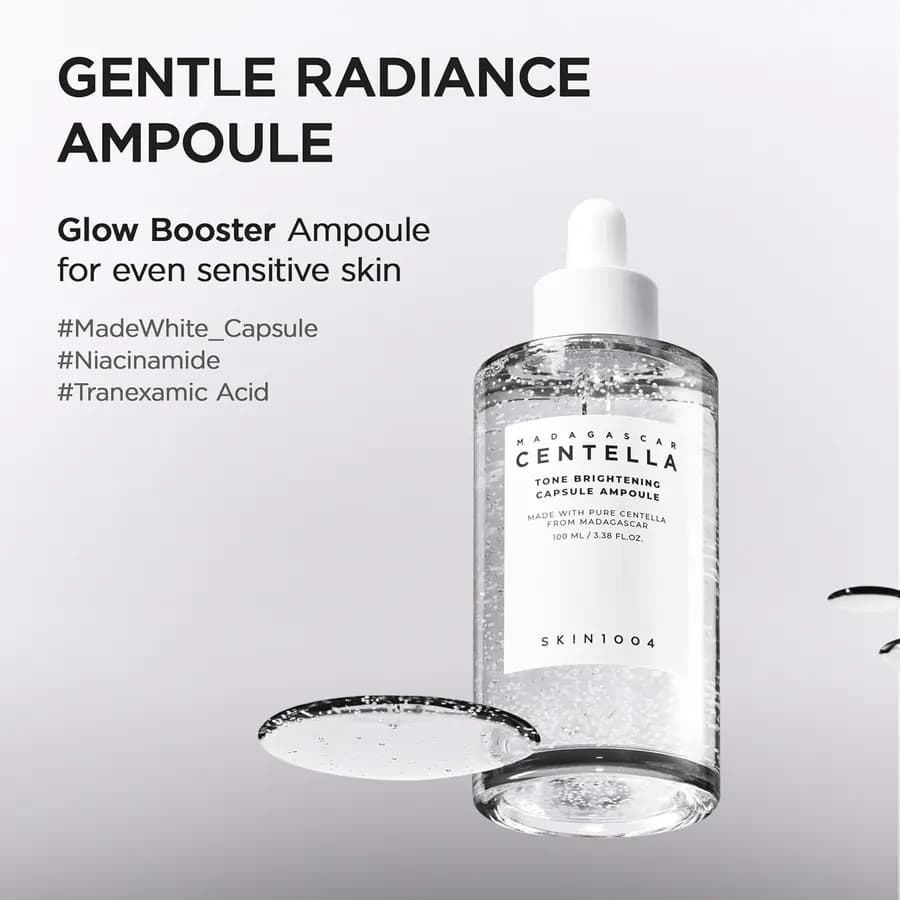 آمپول روشن کننده و ضد لک سنتلا ماداگاسکار اسکین 1004 مدل Tone Brightening Capsule Ampoule | حجم 100 میلی‌لیتر — تصویر ۳