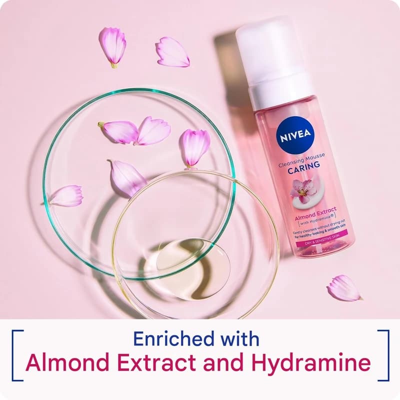 فوم شستشوی صورت آرامش بخش نیوآ Nivea – حاوی عصاره روغن بادام – مناسب پوستهای خشک و حساس | حجم 150 میلیلیتر — تصویر ۳
