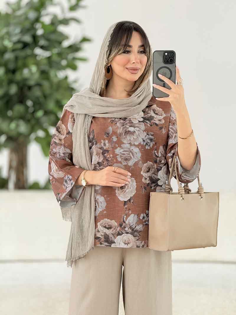 مانتو پانچ طرح گل کد 7917 — تصویر ۶