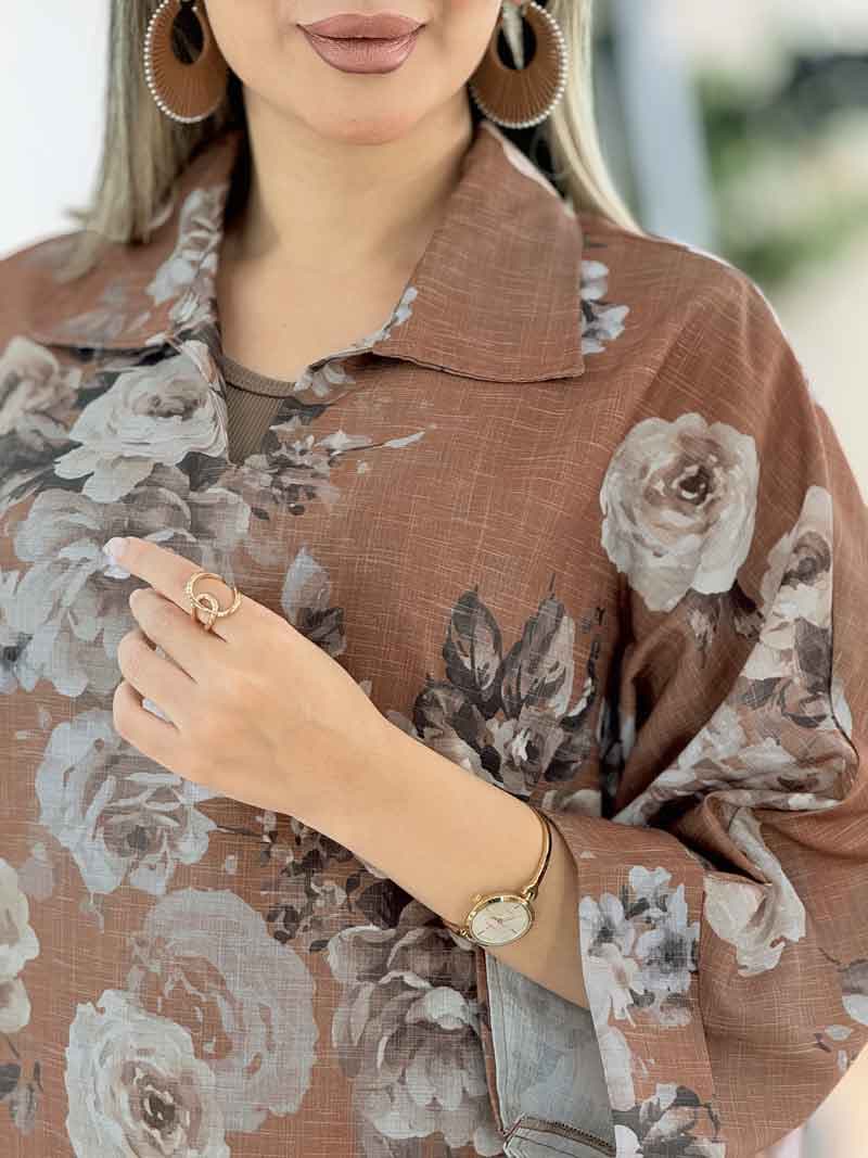 مانتو پانچ طرح گل کد 7917 — تصویر ۳