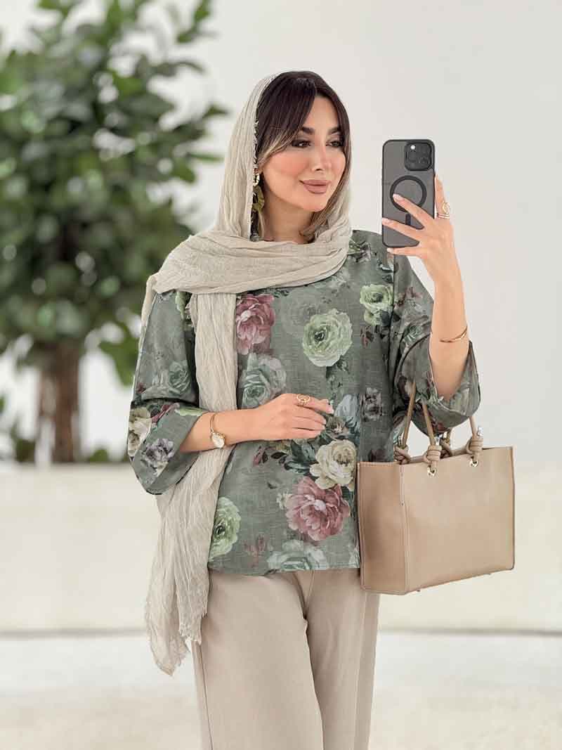 مانتو پانچ طرح گل کد 7917 — تصویر ۷
