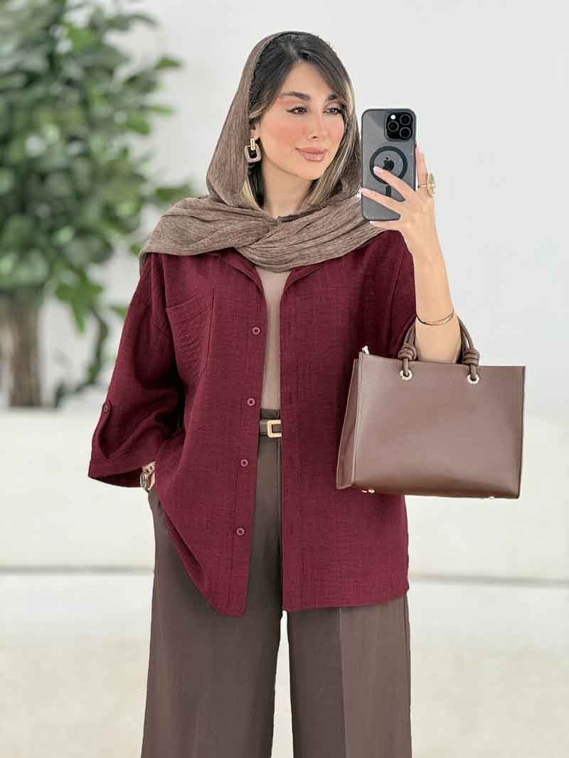 مانتو تک جیب آستین پاگن آندیا کد 7858 — تصویر ۲