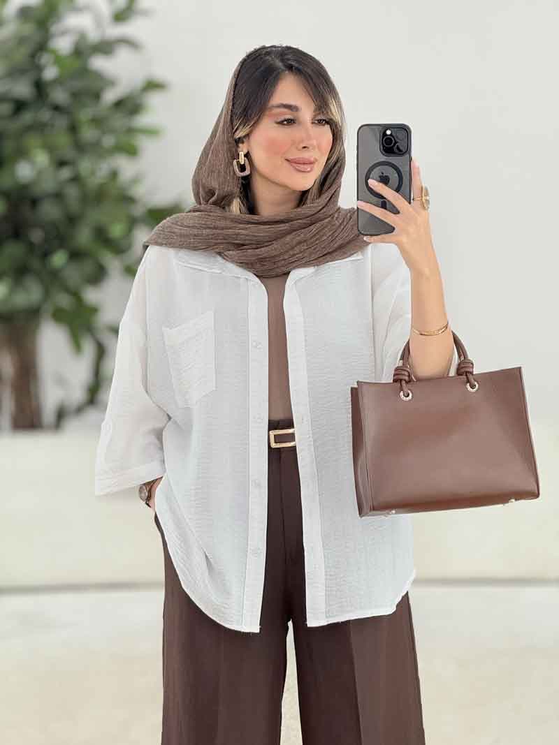 مانتو تک جیب آستین پاگن آندیا کد 7858 — تصویر ۷
