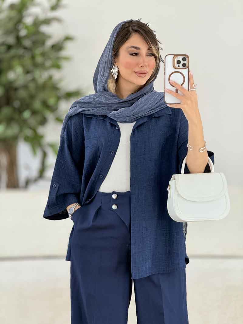 مانتو تک جیب آستین پاگن آندیا کد 7858 — تصویر ۳