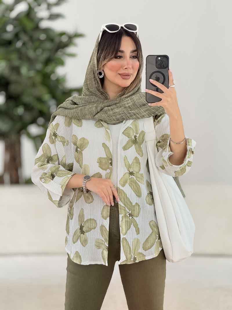 مانتو طرح گل آستین پاگن کد 7925 — تصویر ۳
