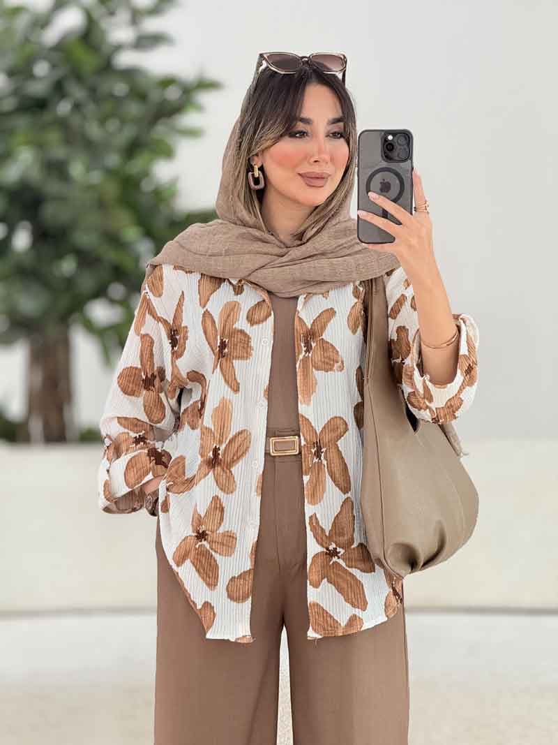 مانتو طرح گل آستین پاگن کد 7925 — تصویر ۷