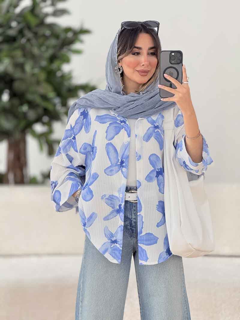مانتو طرح گل آستین پاگن کد 7925 — تصویر ۶
