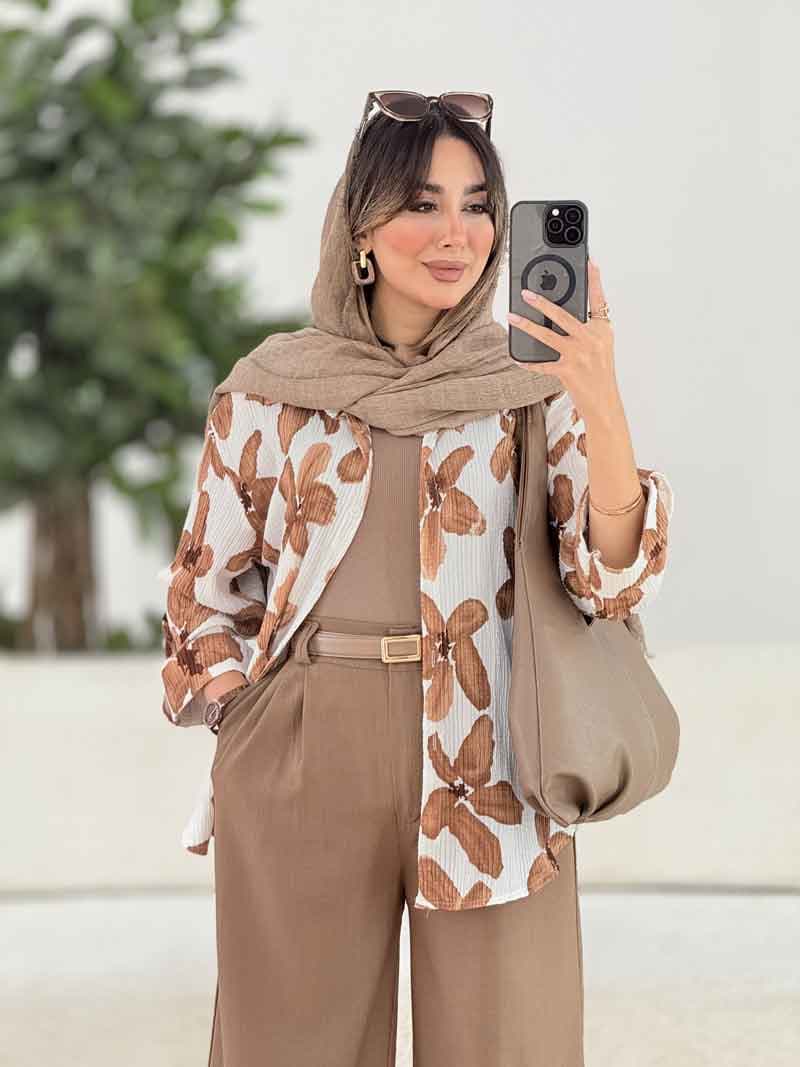 مانتو طرح گل آستین پاگن کد 7925 — تصویر ۴