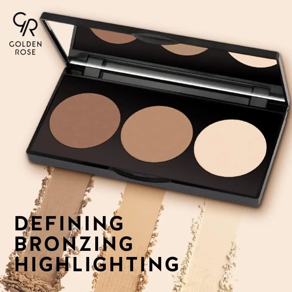 پالت پودری سه رنگ کانتورینگ گلدن رز مدل Contour Powder Kit — تصویر ۵