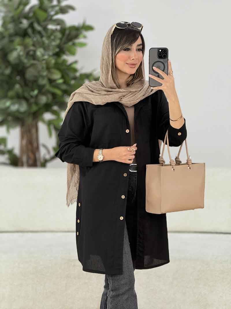 مانتو جیب دوبل بغل سه دکمه کد 7908 — تصویر ۳