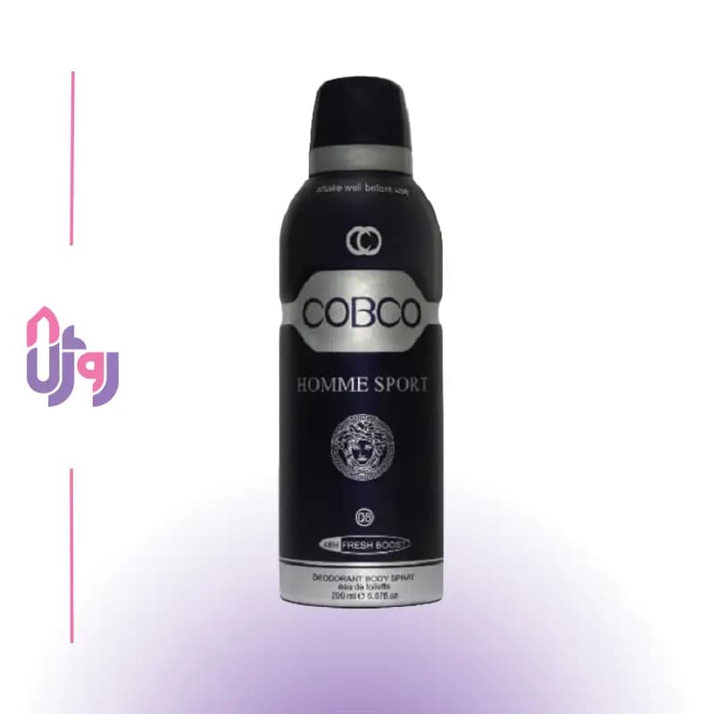 اسپری بدن مردانه کوبکو COBCO مدل هوم اسپرت HOMME SPORT حجم 200 میلی‌لیتر
