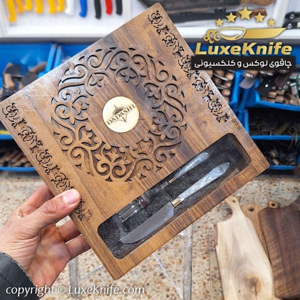 کارد و چنگال میوه خوری طرح الماس دسته رنگ سفید صدفی — تصویر ۴