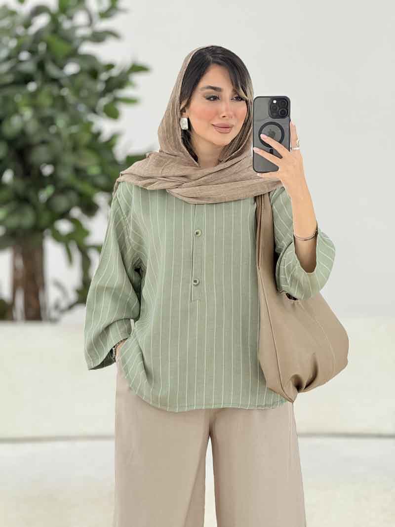 مانتو سه دکمه آستین پاگن کد 7841 — تصویر ۲