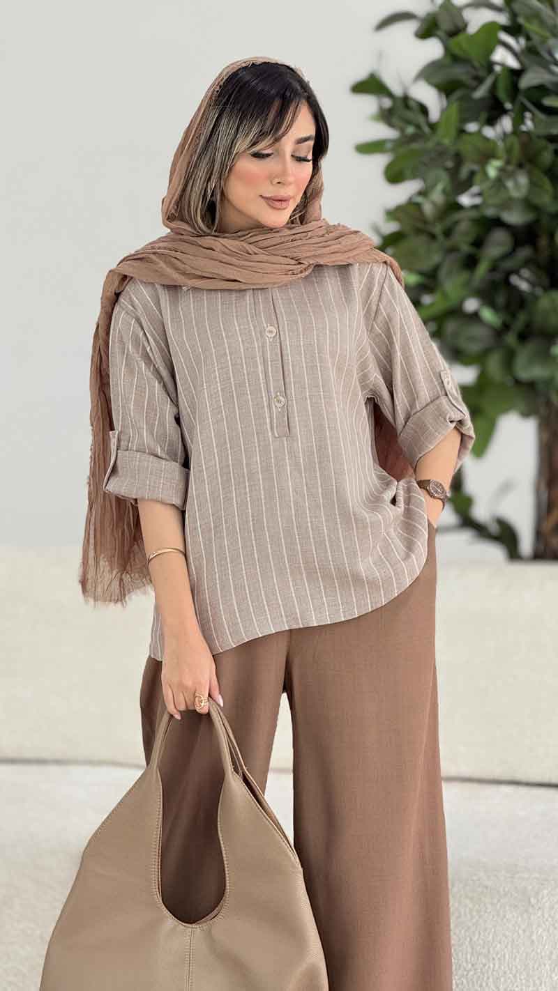 مانتو سه دکمه آستین پاگن کد 7841 — تصویر ۳
