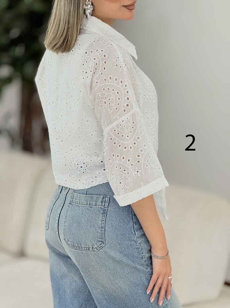 شومیز طرح دار گره ای کد 7862 — تصویر ۳