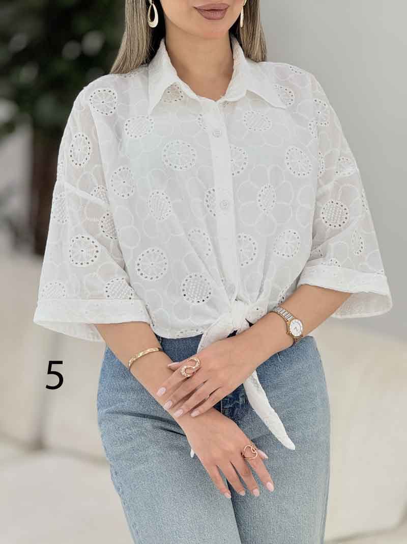 شومیز طرح دار گره ای کد 7862 — تصویر ۵