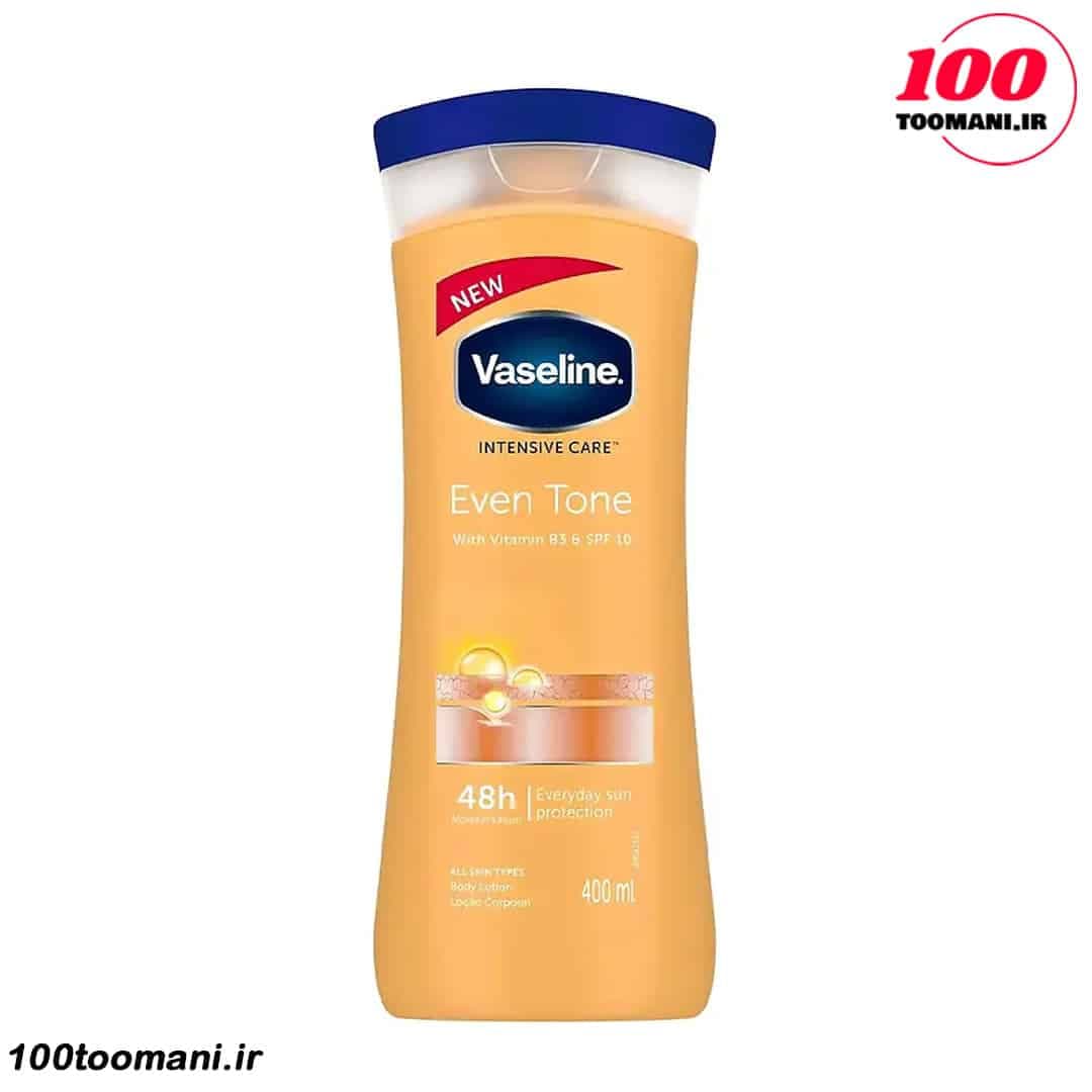 لوسیون بدن ایون تون وازلین Even Tone SPF10 حجم 400 میل | روشن کننده و ضد لک